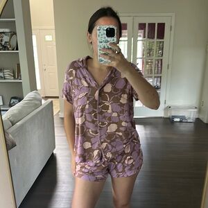 Stars Above Purple and Brown Floral Pajama Set